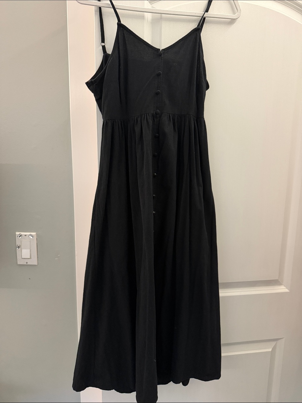 Universal Thread Black Spaghetti-Strap Maxi Dress with Front Buttons